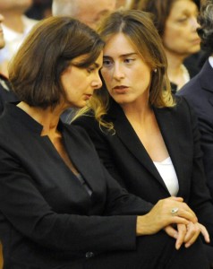La presidente della Camera Laura Boldrini ed il ministro alle Riforme, Maria Elene Boschi  durante i funerali del nigeriano Emmanuel Chidi Namdi all'interno della Cattedrale di Santa Maria Assunta in Cielo a Fermo, Italia, 10 Luglio, 2016. ANSA/ CHIODI - PEROZZI