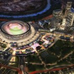 Un'immagine del rendering del progetto definitivo dello stadio dell'AS Roma a Tor di Valle, Roma, 30 maggio 2016. ANSA/Ufficio stampa Comin & Partners ++ NO SALES, EDITORIAL USE ONLY ++