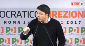 Matteo Renzi durante il suo discorso alla direzione Pd, Roma, 13 febbraio 2016. ANSA/L'UNITA'.TV ++ NO SALES, EDITORIAL USE ONLY ++ NO TV USE ++