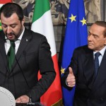 Leader of Lega party Matteo Salvini (L) with the leader of Forza Italia party, Silvio Berlusconi (R), addresse the media after a meeting with Italian President Mattarella for a second round of formal political consultations following the general elections, in Rome, Italy, 12 April 2018. Mattarella is holding another round of formal political consultations following the 04 March general election in order to make a decision on to whom to give a mandate to form a new government. ANSA/ALESSANDRO DI MEO