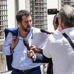 Il ministro dell'Interno Matteo Salvini arriva a Montecitorio nella giornata del voto di fiducia al Governo Conte, Roma 6 giugno 2018. ANSA/GIUSEPPE LAMI