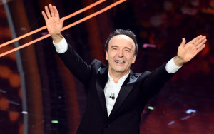 Academy award winner Italian actor Roberto Benigni performes on stage at the Ariston theatre during the 70th Sanremo Italian Song Festival in Sanremo, Italy, 06 February 2020. The festival runs from 04 to 08 February. EPA/ETTORE FERRARI